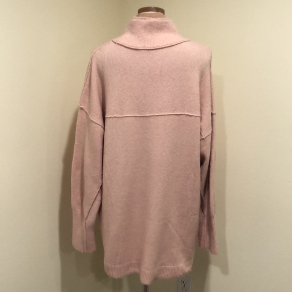 Free People Afterglow Sweater Size Large Blush Pink Mock Neck Pullover - Picture 5 of 11
